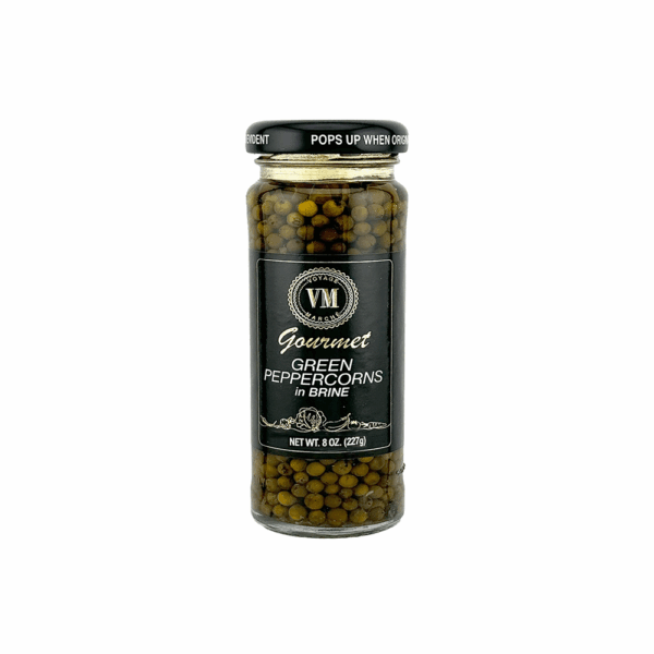 GREEN PEPPERCORNS IN BRINE (8 oz)